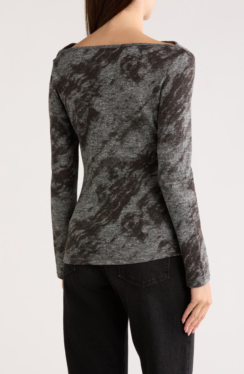 PATRIZIA LUCA Drape Neck Long Sleeve Hacci Top, Alternate, color, Grey