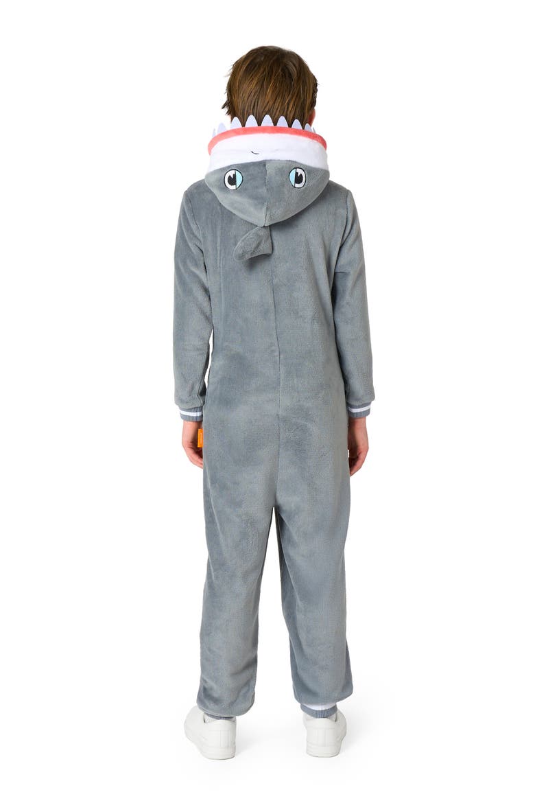 Kids' Shark One Piece Hooded Jumpsuit, Alternate, color, GREY