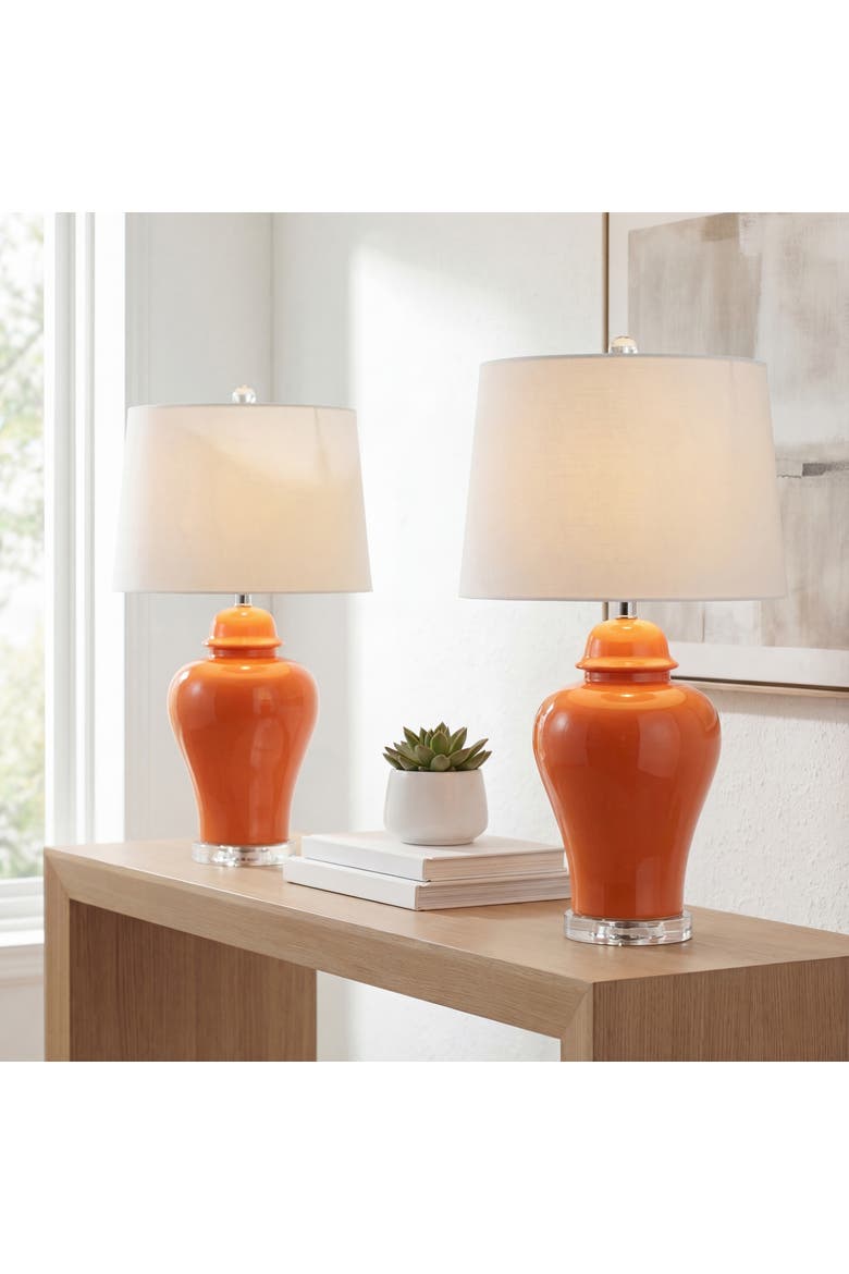 Winnie 27" Ceramic Urn LED Table Lamp, Main, color, Orange