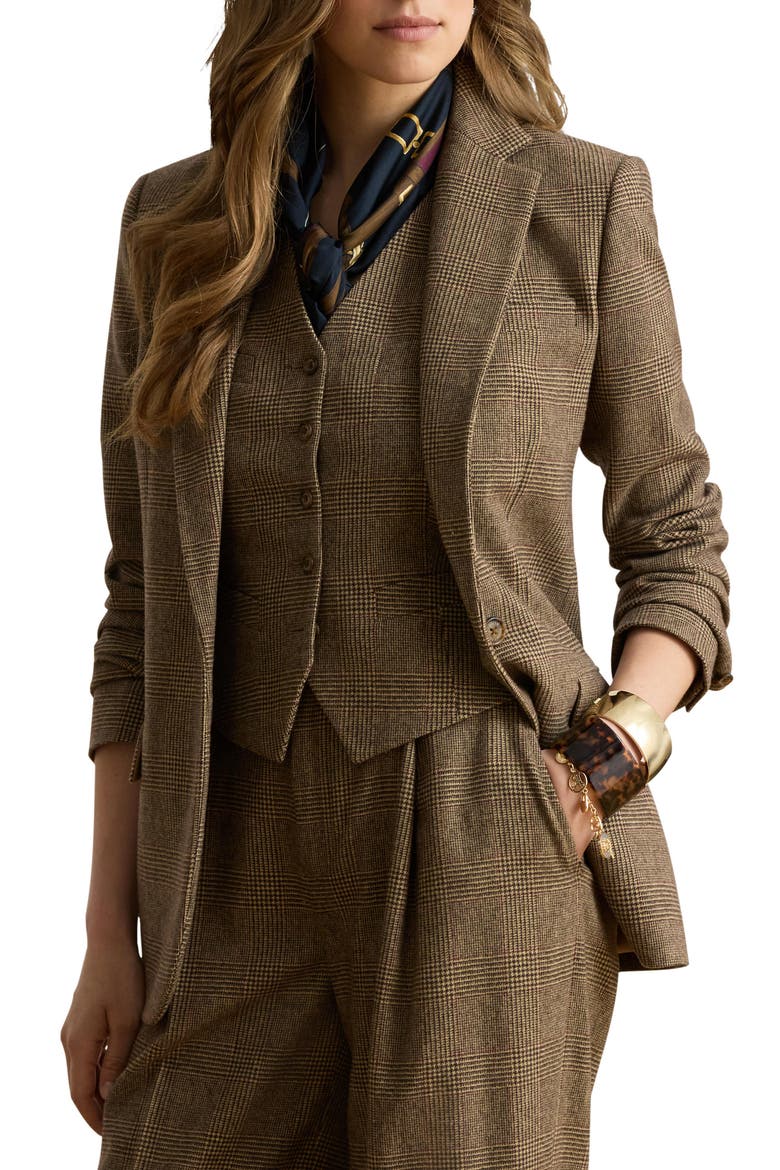 Glen Plaid Wool Blazer, Main, color, BROWN/ MULTI