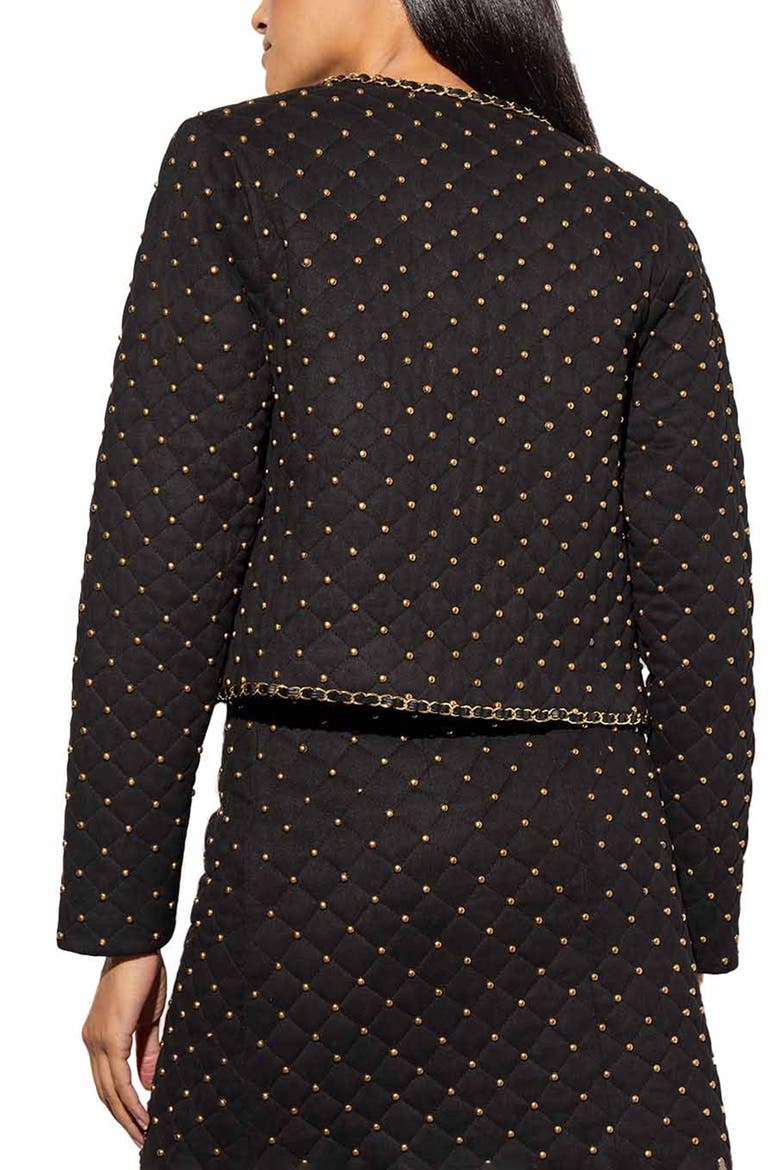 Quilted Stretch Faux Suede Jacket, Alternate, color, BLACK