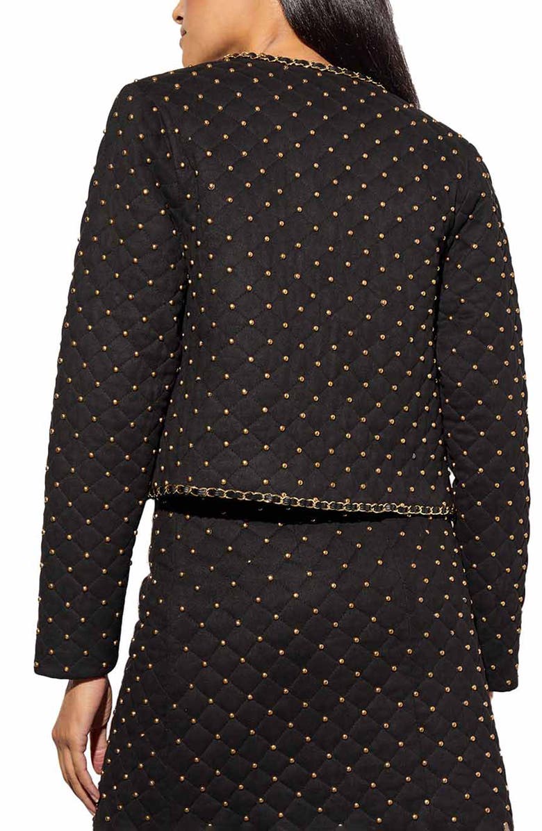 Ming Wang Quilted Stretch Faux Suede Jacket, Alternate, color, Black