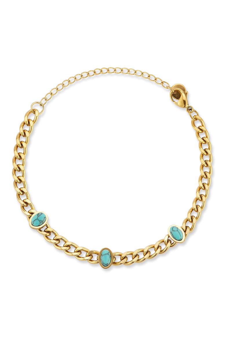 Stone Station Curb Chain Bracelet, Main, color, GOLD