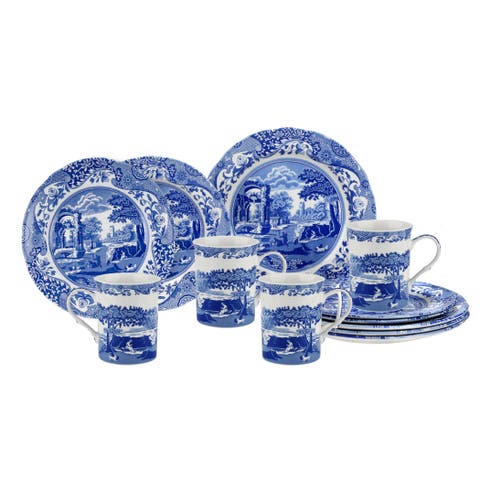 Blue Italian 12 Piece Dinnerware Set, Service for 4