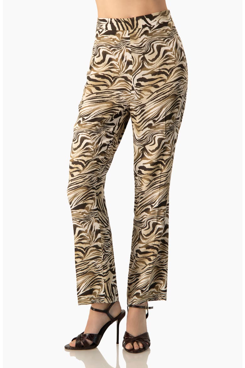 Zebra Print Straight-Leg, High-Waist Ankle-Length Pants, Main, color, Olive Green