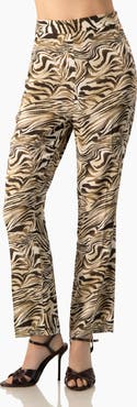 IVONNE Zebra Print Straight-Leg, High-Waist Ankle-Length Pants