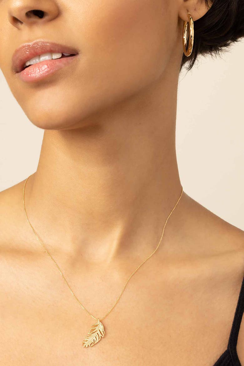 14K Yellow Gold Fine As A Feather Pendant Necklace, Alternate, color, Yellow Gold