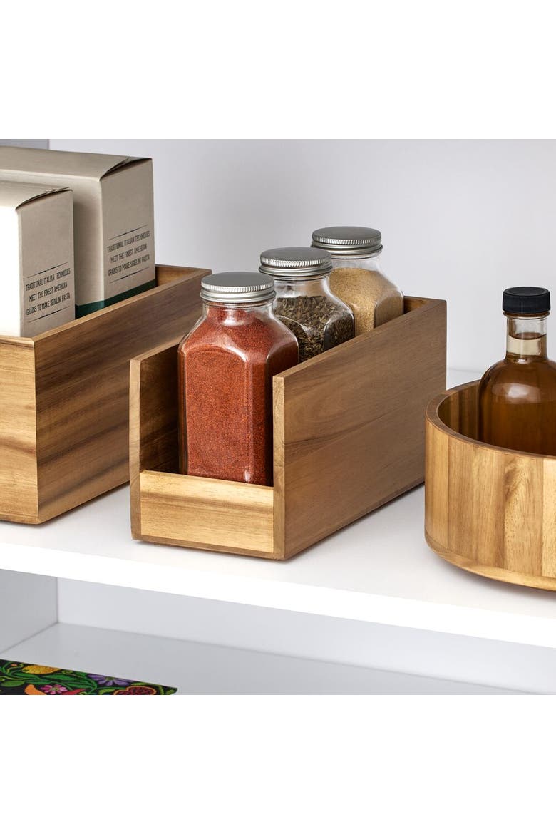 Acacia Wood Open-Front Pantry Bin for Kitchen Organization, Alternate, color, Natural - 1 Pack
