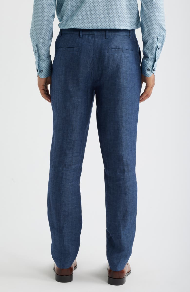 Bugatchi Linen Herringbone Chinos, Alternate, color, Navy