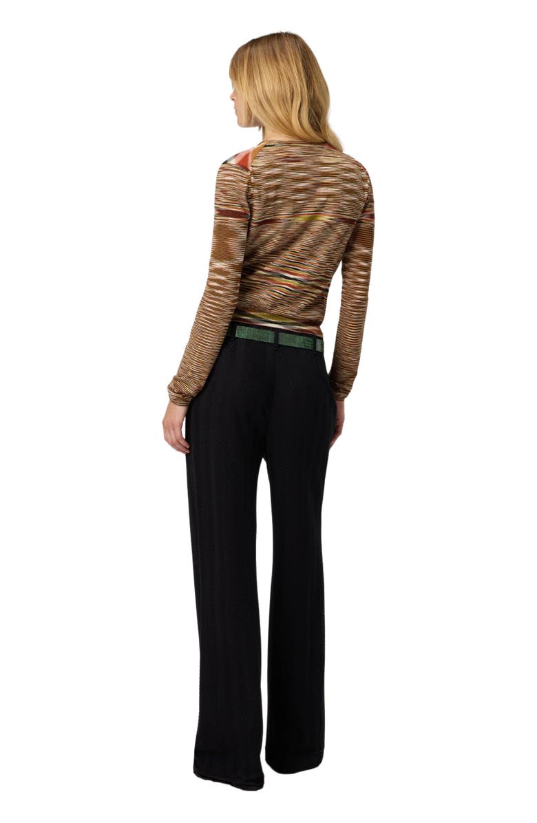 Missoni Short Crew Neck Cardigan In Smooth Flame Knit, Alternate, color, Multicoloured