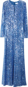 ST. JOHN Stretch Paillette Long Sleeve Gown