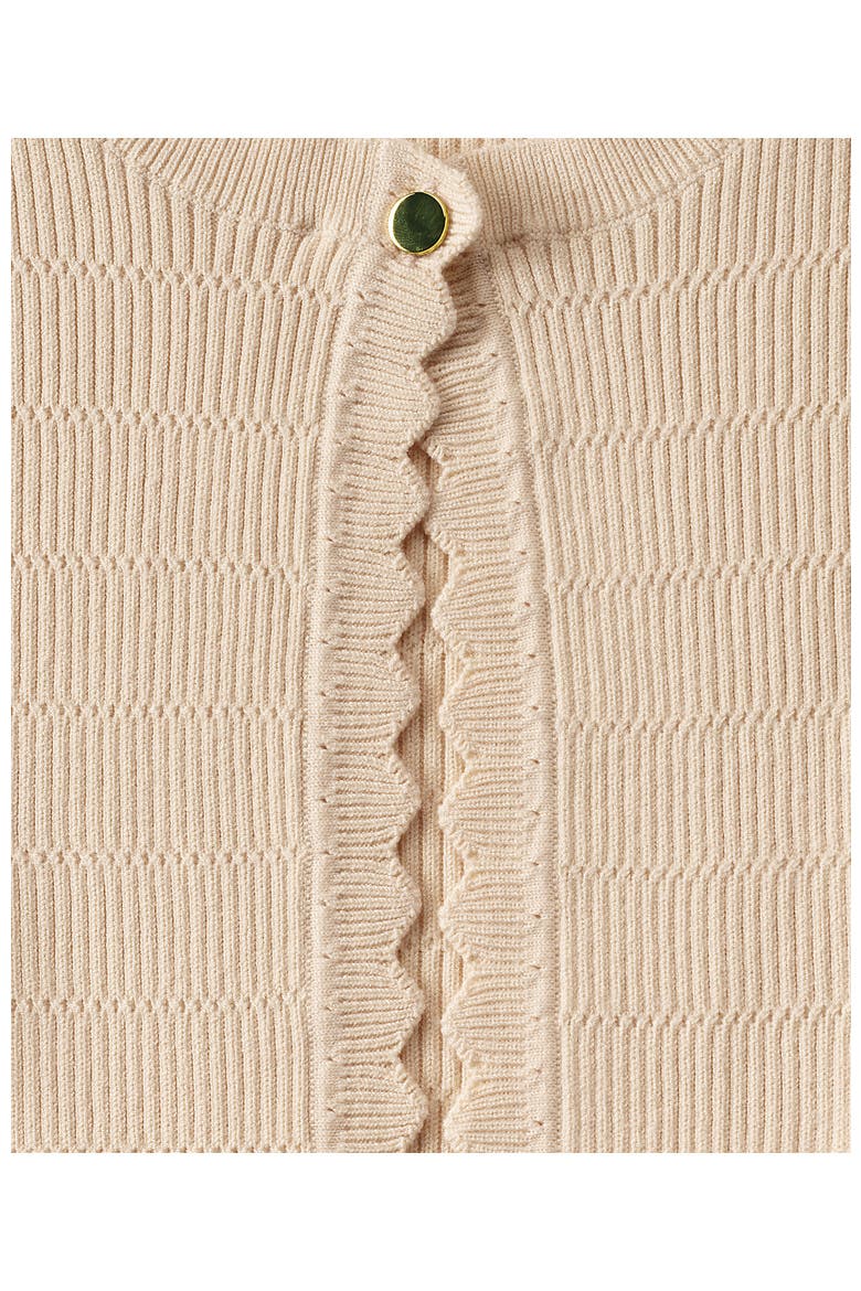 Blend Scallop Edge Fitted Cardigan Sweater, Alternate, color, Oatmeal