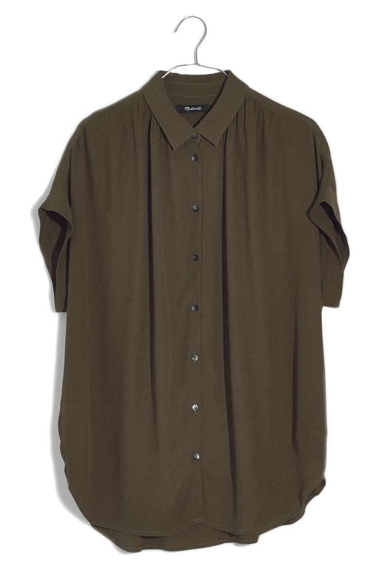 Central Drapey Button-Up Shirt, Main, color, KALE