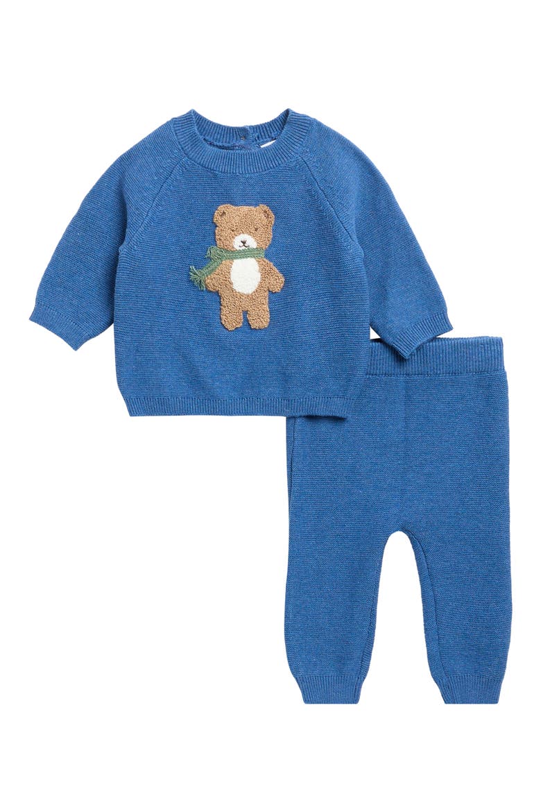 Bear Appliqué Sweater & Joggers Set, Main, color, BLUE