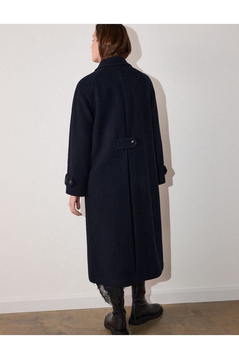 Funnel Neck Longline Coat, Alternate, color, Navy