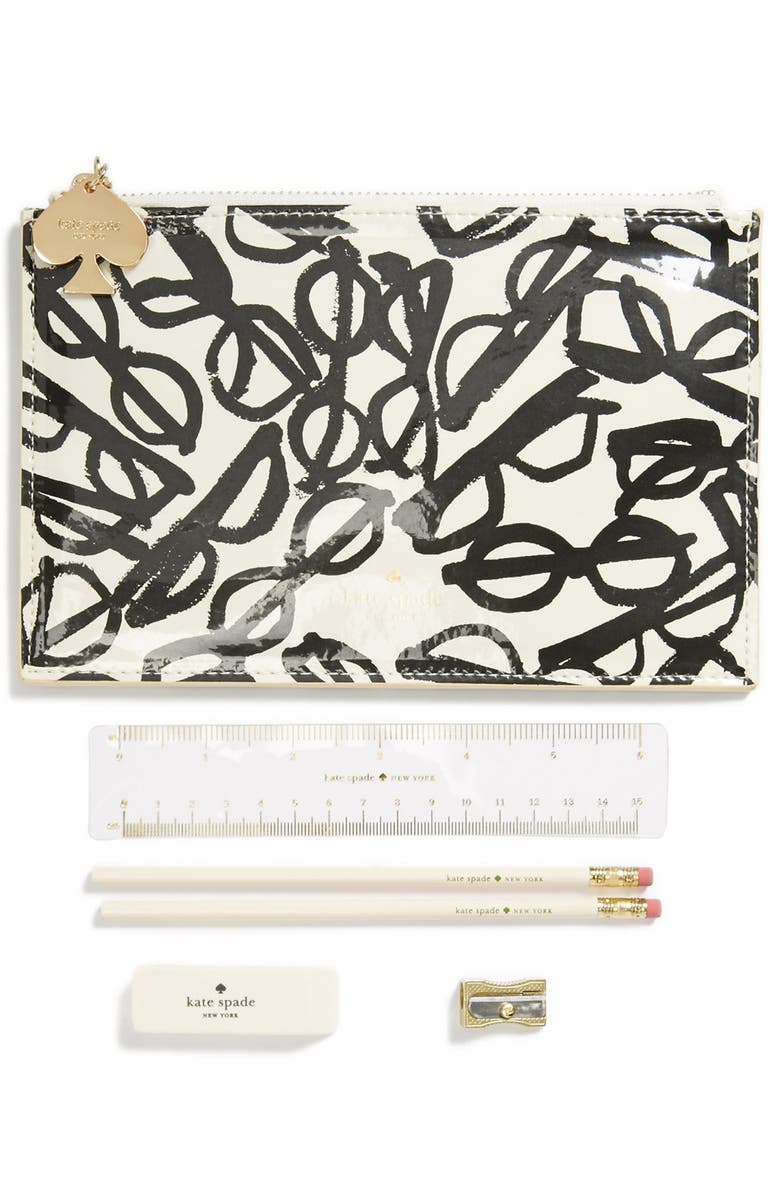 Kate Spade New York 'retro specs' pencil pouch set, Main, color,