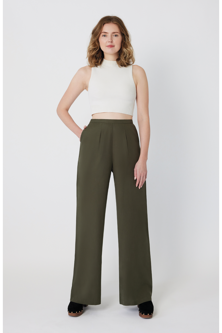 The Tall Wide Leg Pant For Full Hips, Alternate, color, Olive