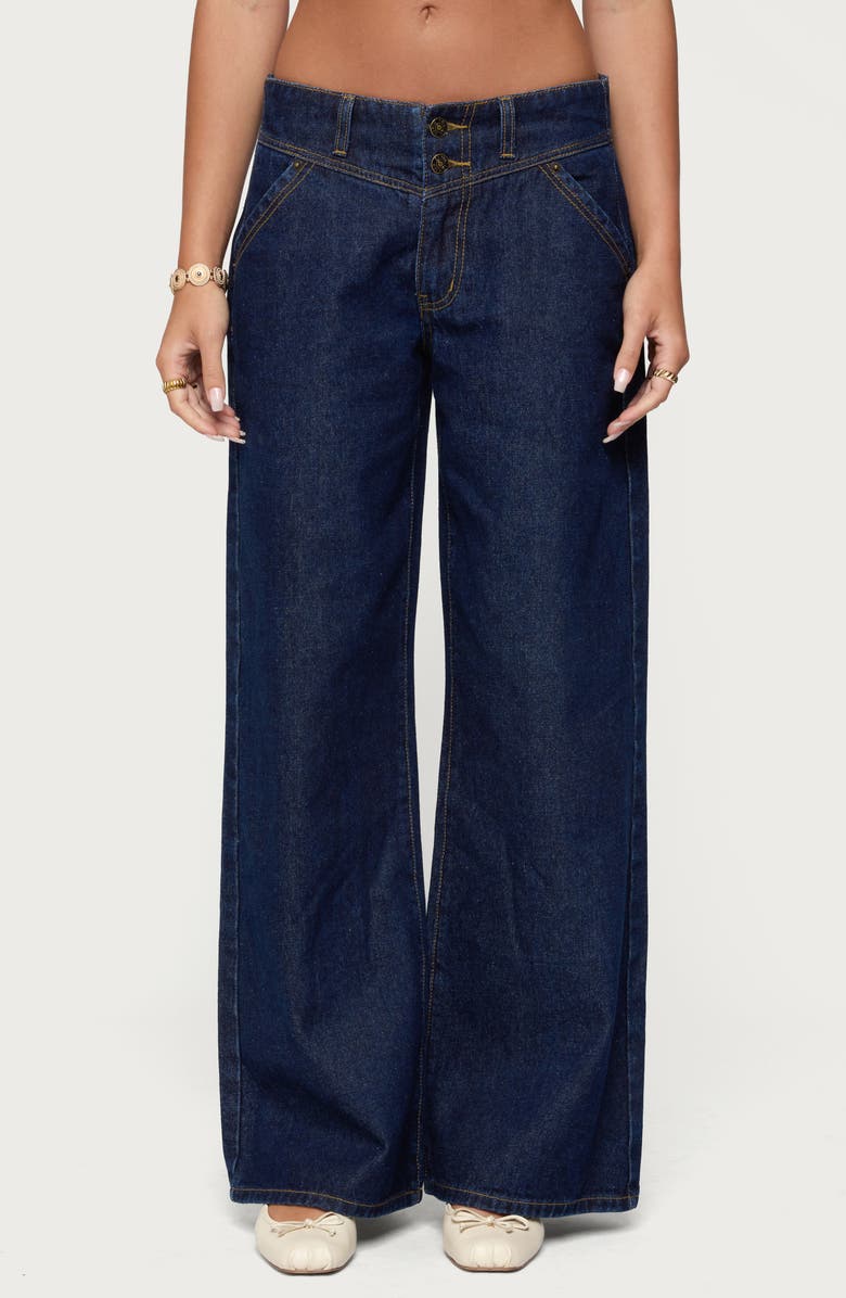 EDIKTED Meredith Low Rise Wide Leg Jeans, Main, color, Blue