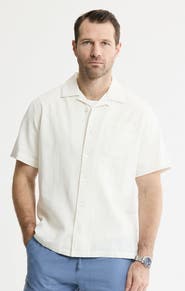 JACHS Linen Blend Short Sleeve Camp Shirt