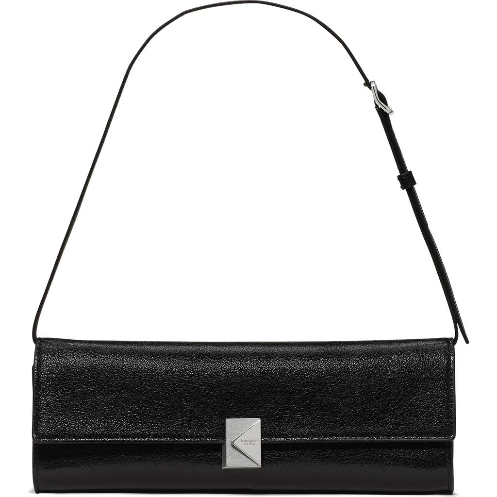 Kate Spade New York Mini Deco Soft Glazed Leather Shoulder Bag In Black