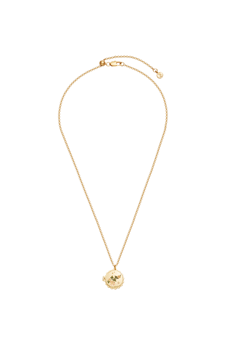 Ivy Blossom Locket Necklace, Alternate, color, Gold