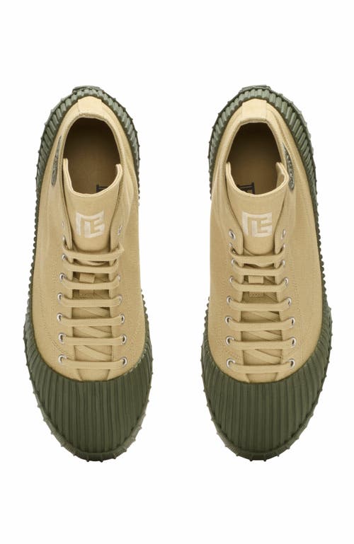 Balmain Riff Low Canvas Sneakers In Sand