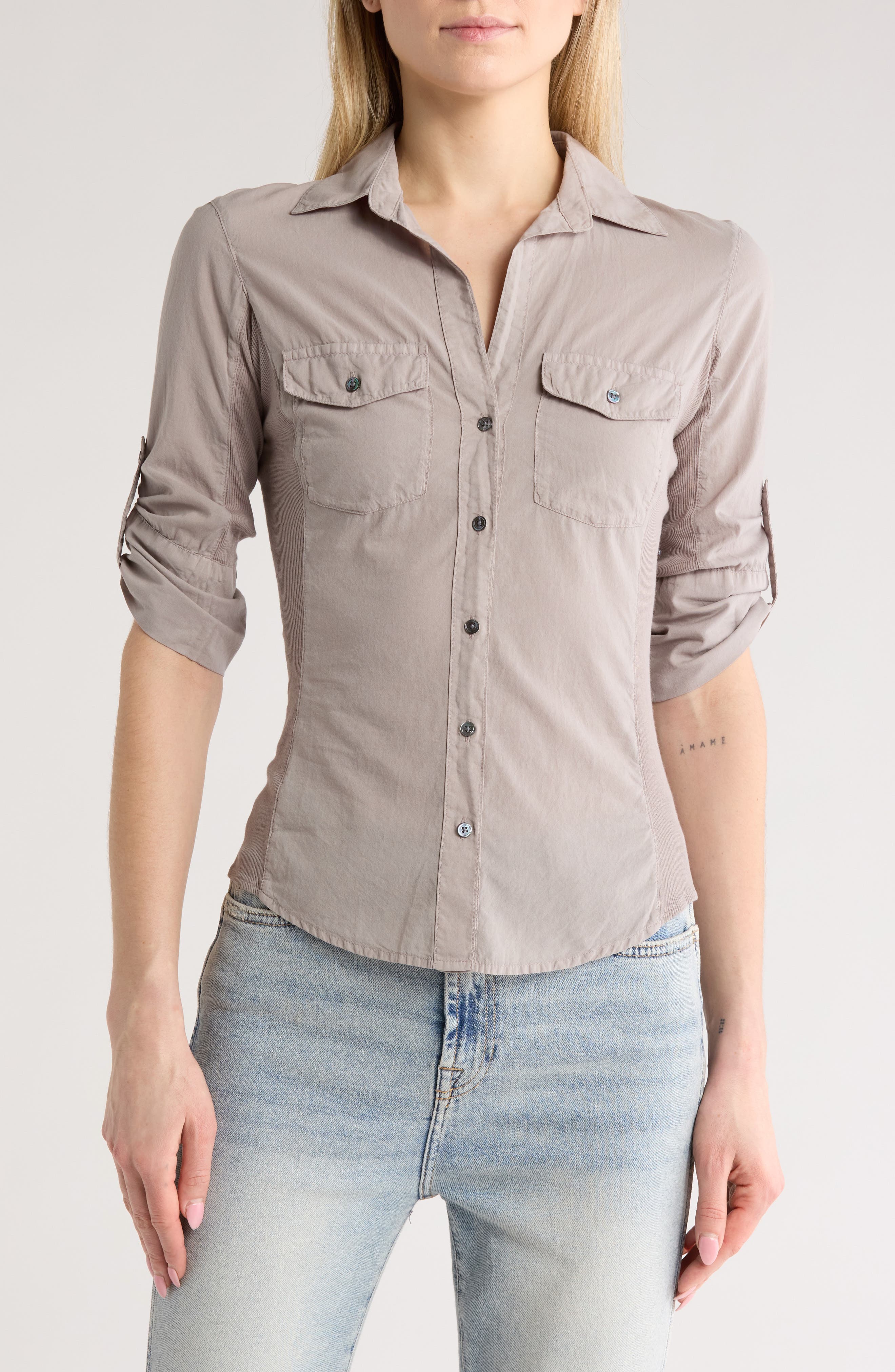 Three-Quarter Sleeve Button-Up Shirt - image 5