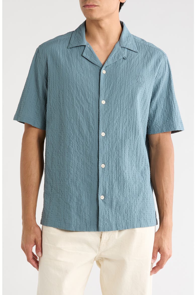 Brenne Stretch Organic Cotton Camp Shirt, Main, color, ERIS BLUE