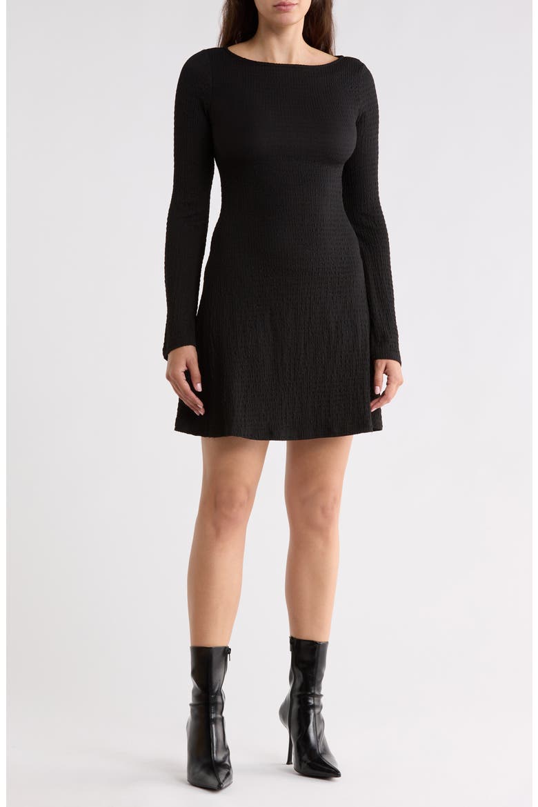 Long Sleeve Swing Minidress, Main, color, BLACK