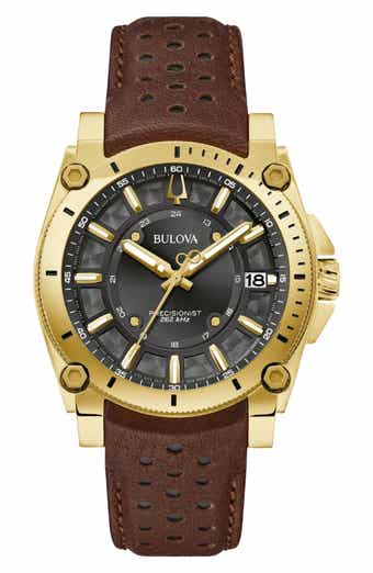 BULOVA Icon Leather Strap Watch, 40mm