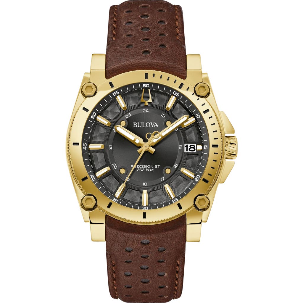 Bulova Men's Precisionist Icon Brown Leather Strap Watch 40mm