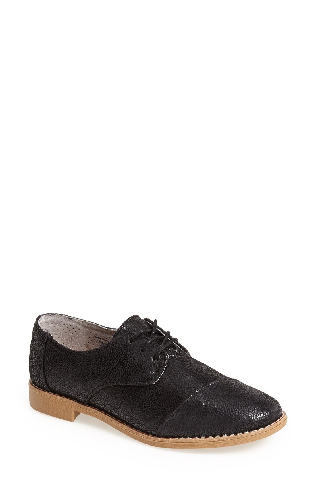 Leather Brogue Oxford, Main, color, BLACK