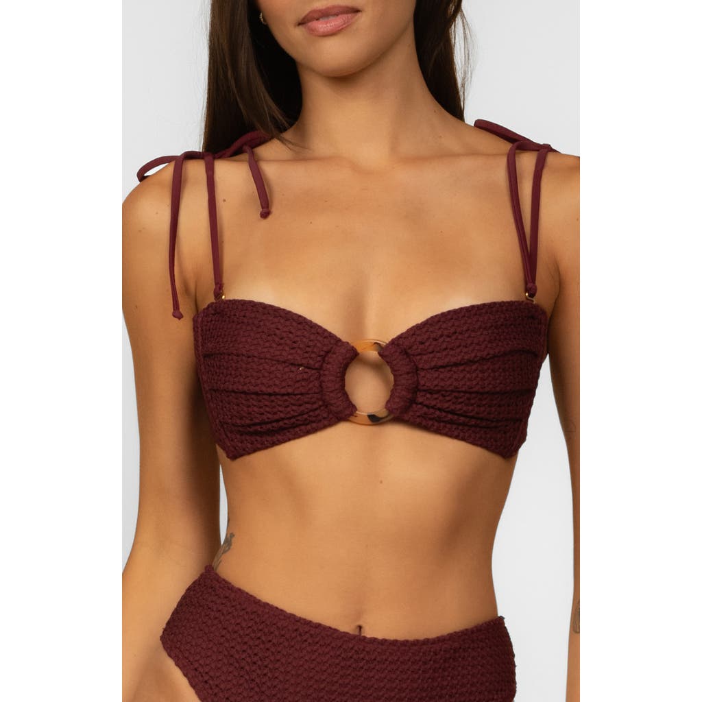 Montce Tori Ties Bandeau Bikini Top In Burgundy