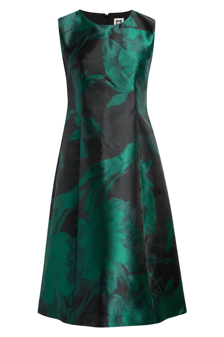 Floral Sleeveless Midi Dress, Alternate, color, DEEP JADE / ANNE BLACK