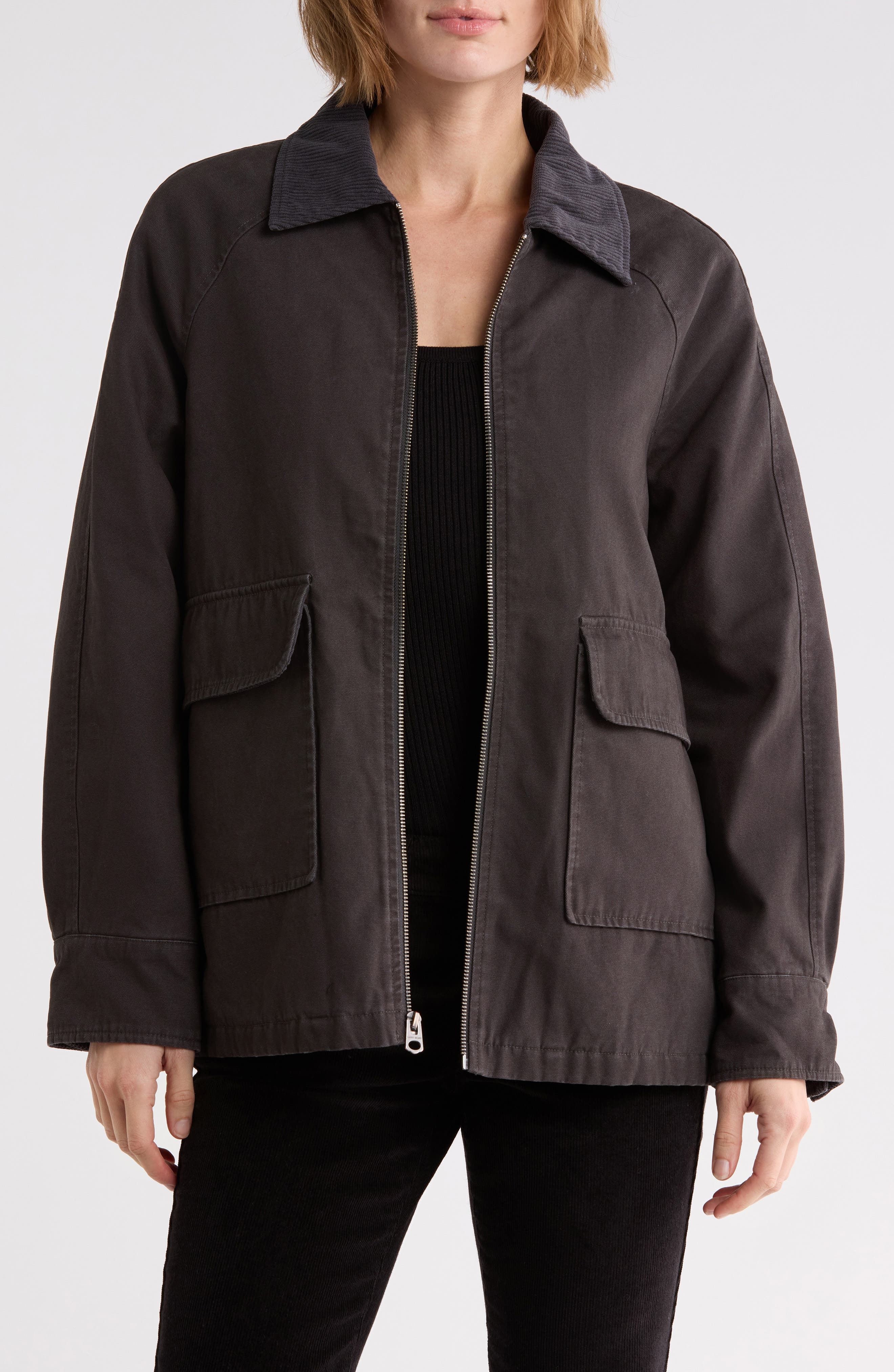 Lucky Brand Zip Front Patch Pocket Barn Jacket (Women) | Nordstromrack