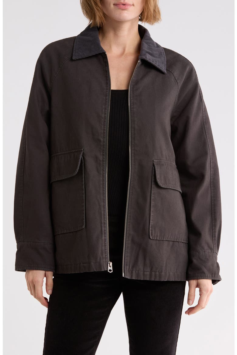 Zip Front Patch Pocket Barn Jacket, Alternate, color, GUNMETAL
