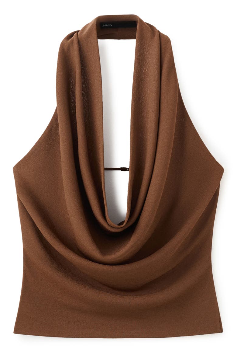Coris Draped Halter Top, Alternate, color, BROWN