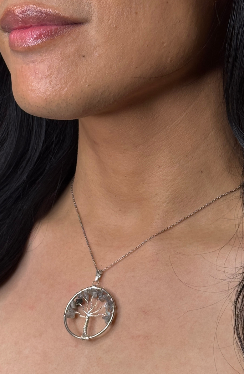 Humanist Beauty Tree of Life Gemstone Necklace, Alternate, color, Labradorite
