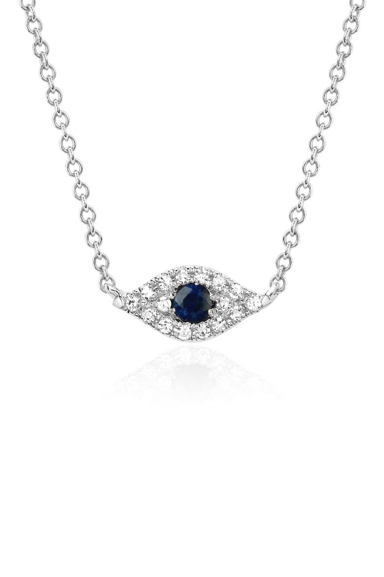 Diamond & Sapphire Evil Eye Choker Necklace, Main, color, 14K WHITE GOLD