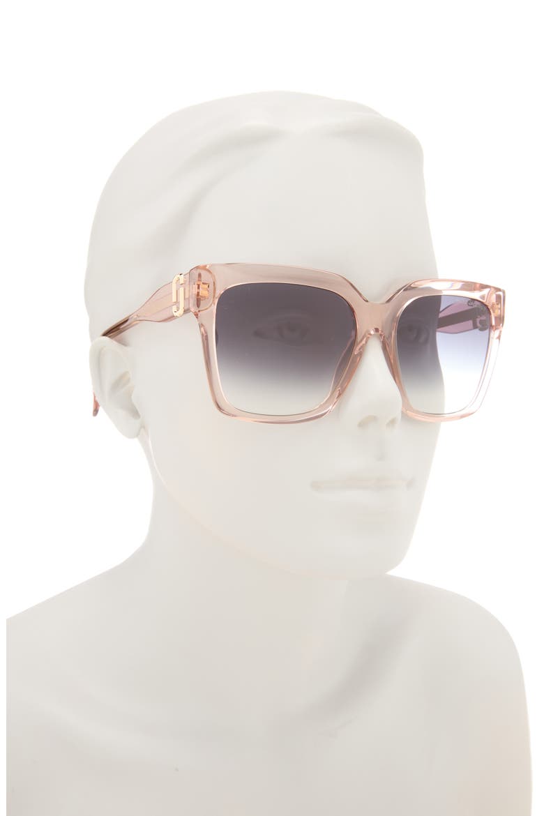 53mm Gradient Rectangular Sunglasses, Alternate, color, PINK