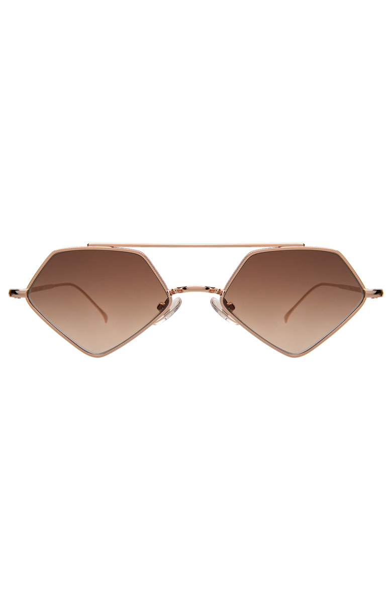 Illesteva Bayley Sunglasses, Main, color, Rose Gold / Brown