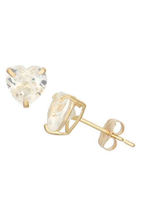10K Gold Yellow Sapphire Heart Stud Earrings
