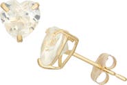FZN 10K Gold Yellow Sapphire Heart Stud Earrings
