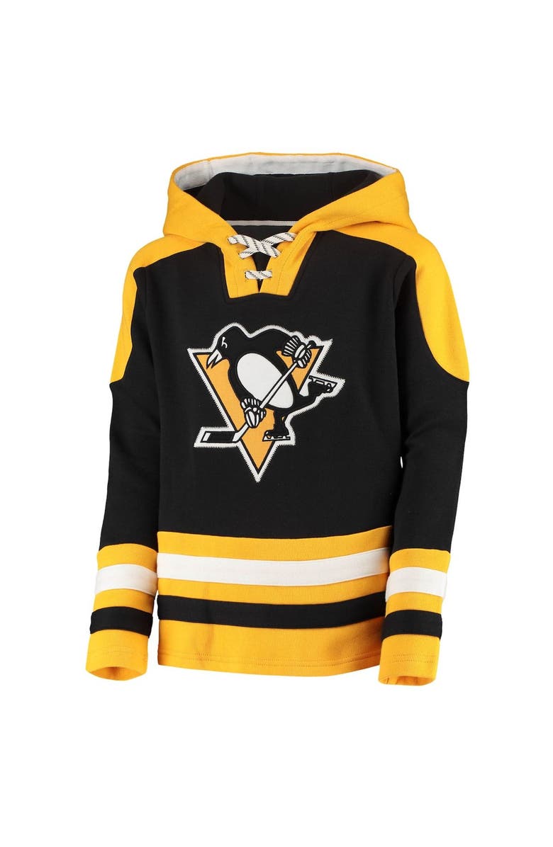 Outerstuff Youth Black Pittsburgh Penguins Ageless Must-Have Lace-Up Pullover Hoodie, Alternate, color, 