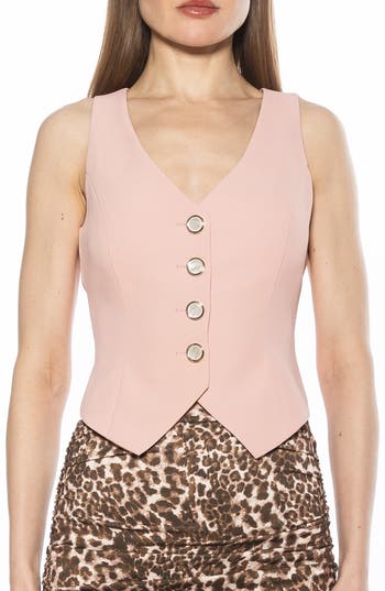Alexia Admor Liliana Button Front Vest In Pink
