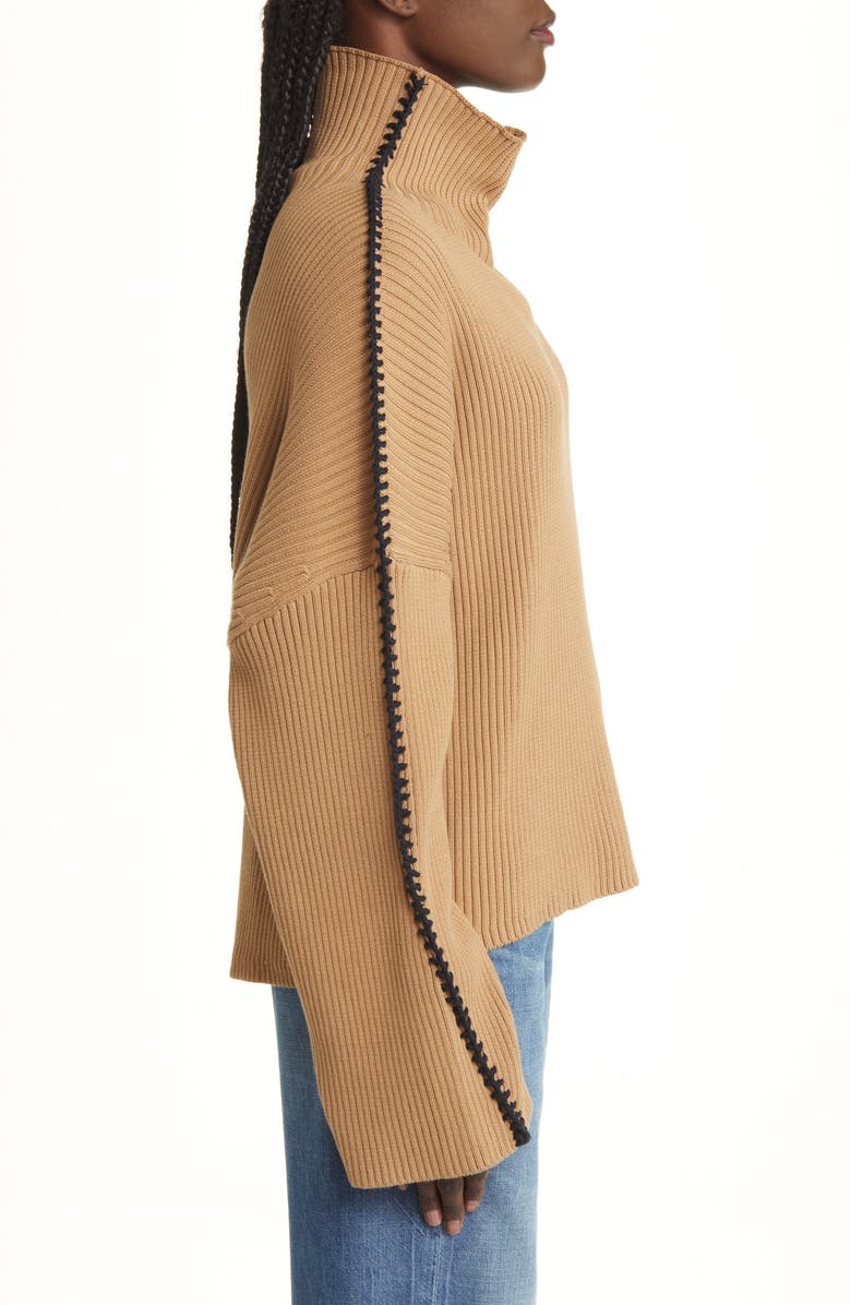 rag & bone Ally Whipstitch Detail Mock Neck Sweater, Alternate, color,