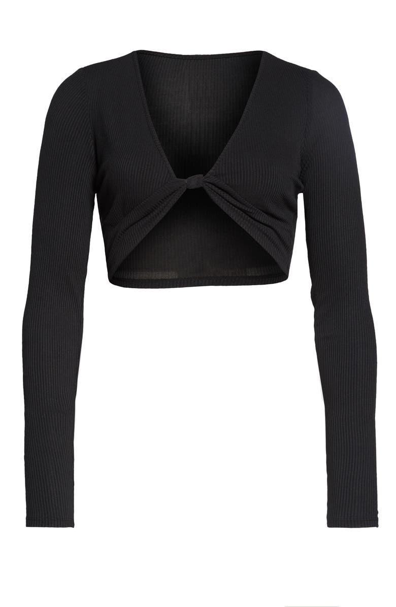 Alo Knot Long Sleeve Rib Top, Alternate, color, 