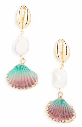 Panacea Freshwater Pearl Shell Drop Earrings