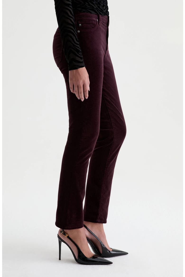 Mari Mid Rise Slim Straight Leg Velvet Jeans, Alternate, color, CHERRY SWING