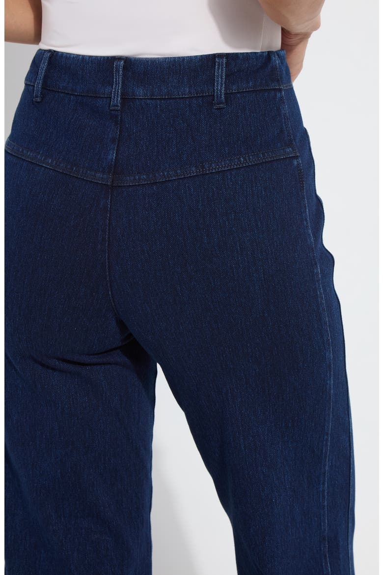 Layton Pull-On High Waist Crop Wide Leg Knit Jeans, Alternate, color, DARK INDIGO